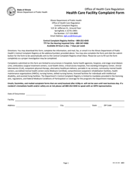 Document preview: Health Care Facility Complaint Form - Illinois