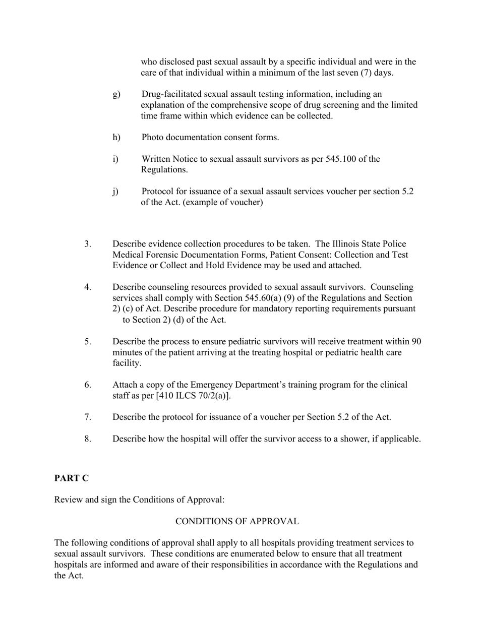 Sexual Assault Treatment Plan / Transfer of Pediatric Patients Form - Illinois, Page 3