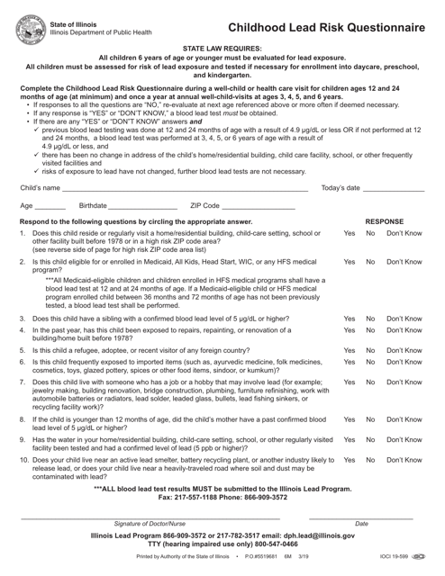 Form IOCI19-599  Printable Pdf