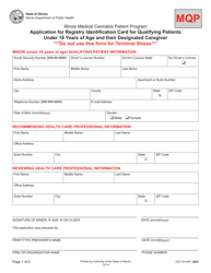 Document preview: Form MQP Application for Registry Identification Card for Qualifying Patients Under 18 Years of Age and Their Designated Caregiver - Illinois