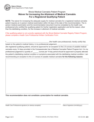 Waiver for Increasing the Allotment of Medical Cannabis for a Registered Qualifying Patient - Illinois, Page 2