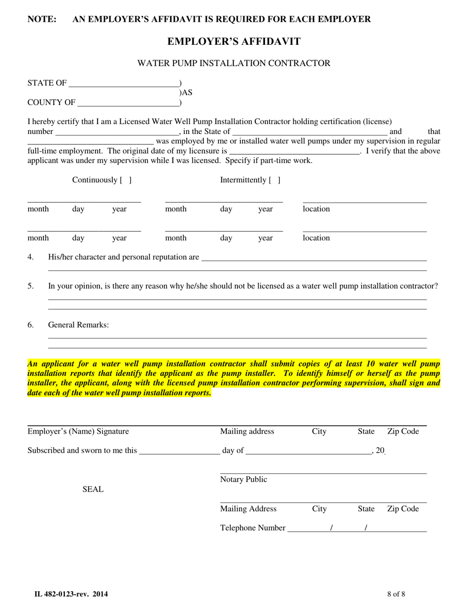 Form IL482-0123 Application for Licensure - Illinois, Page 8