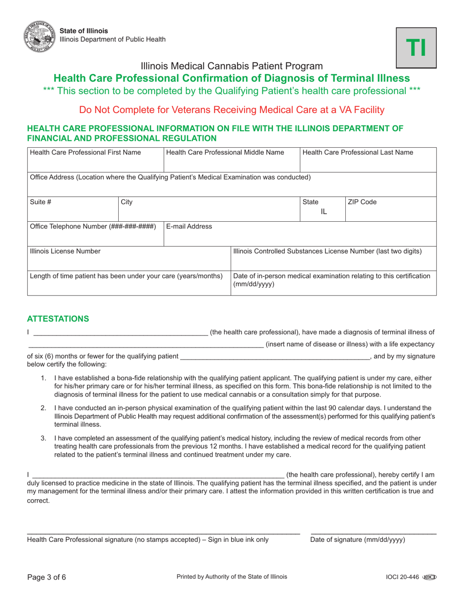 Physician Confirmation of Terminal Illness - Illinois, Page 1