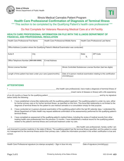 Physician Confirmation of Terminal Illness - Illinois Download Pdf