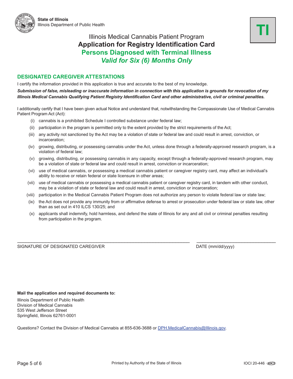 Instructions for Form IOCI20-446 Designated Caregiver Attestation - Illinois, Page 1