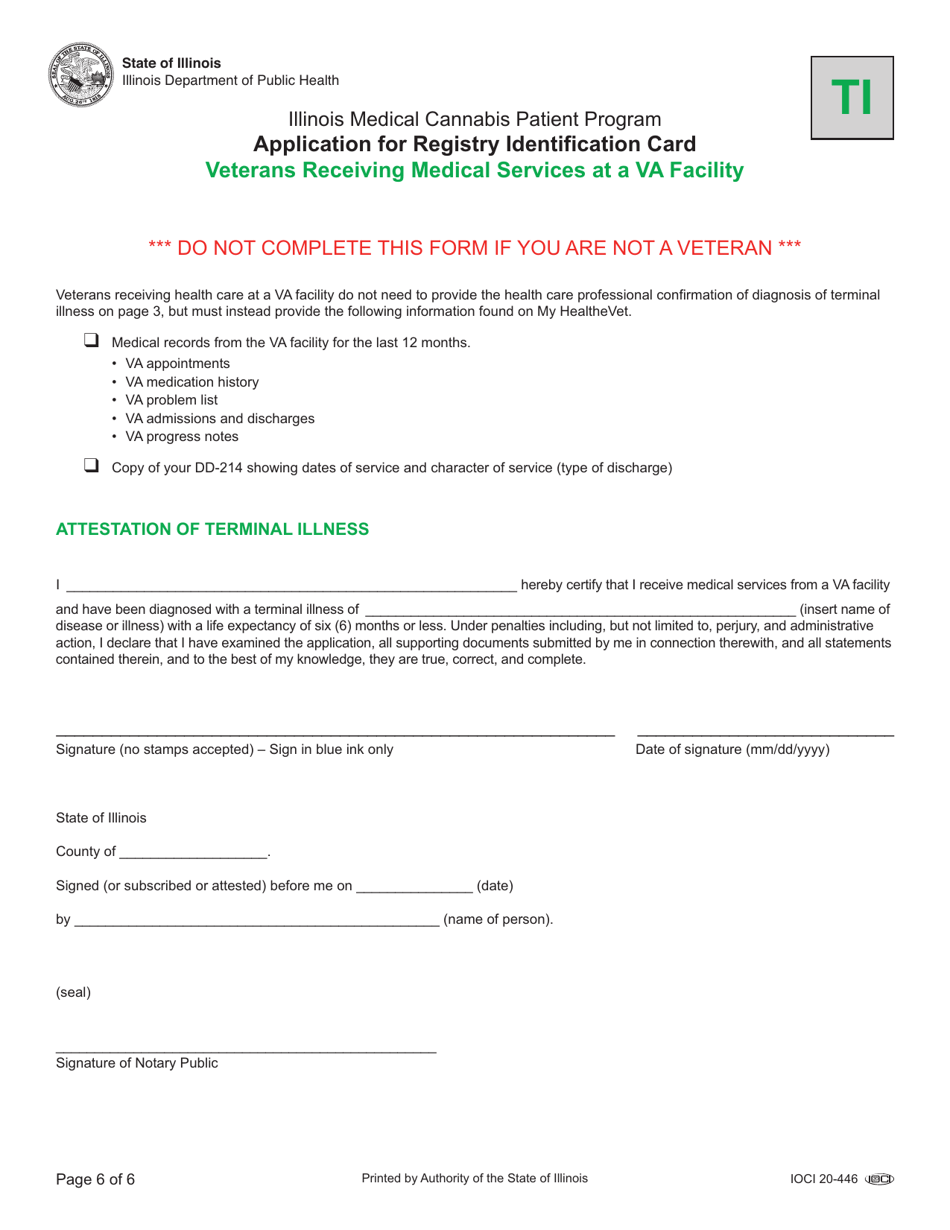 Form TI Application for Registry Identification Card - Illinois, Page 1