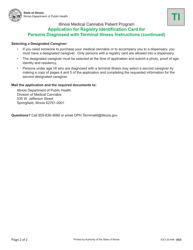 Instructions for Application for Registry Identification Card Persons Diagnosed With Terminal Illness Valid for Six (6) Months Only - Illinois, Page 2