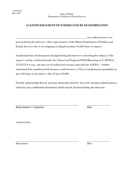 Form CANTS23 &quot;Acknowledgement of Nondisclosure of Information&quot; - Illinois