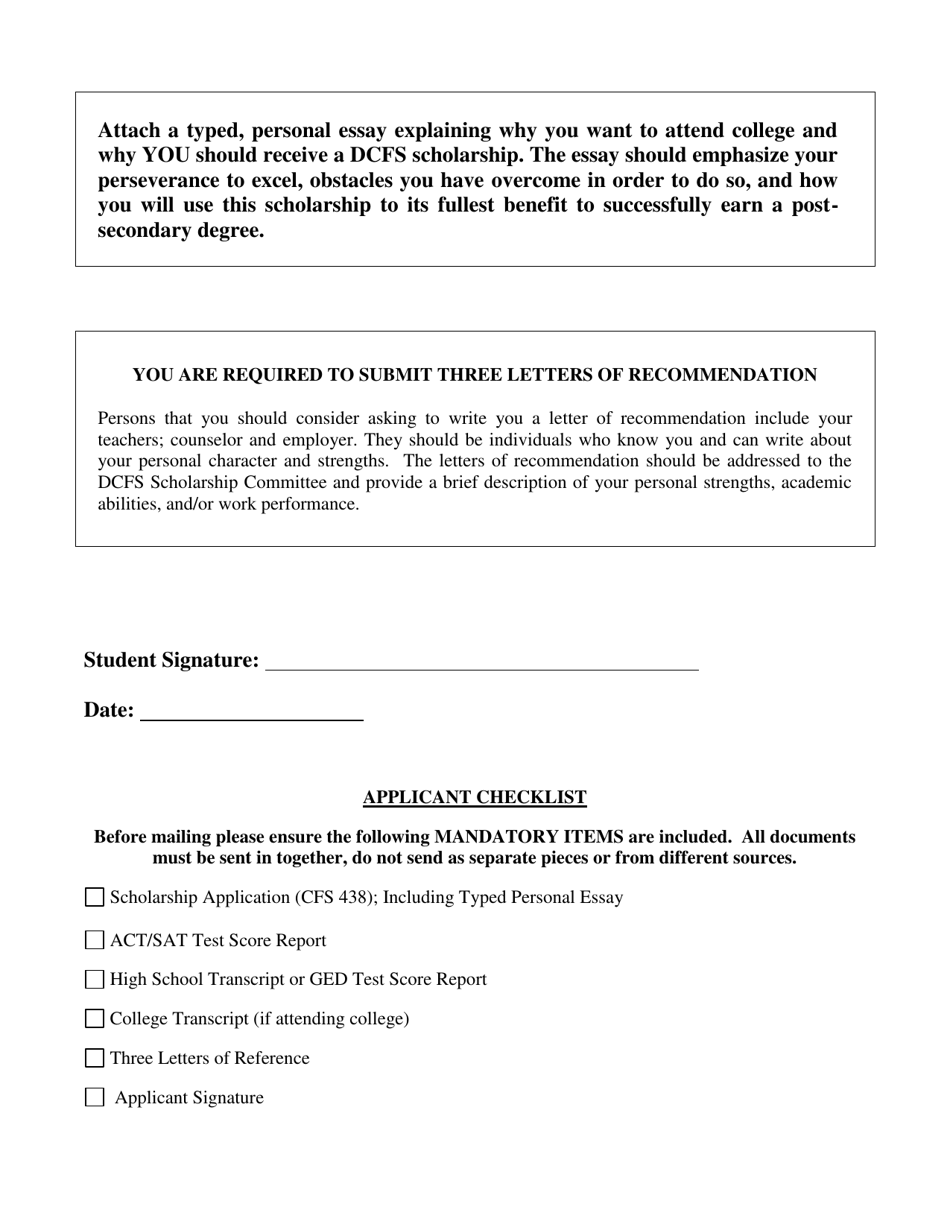 Form CFS438 Scholarship Program Application - Illinois, Page 4