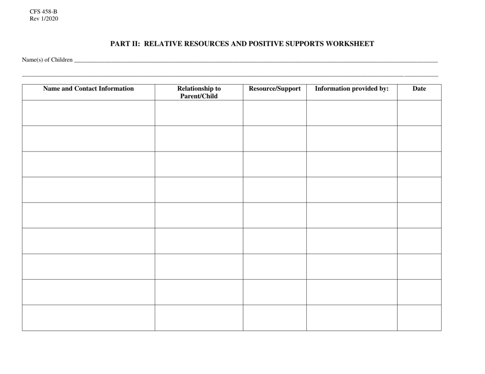 Form CFS458-B Relative Resources and Positive Supports Worksheet - Illinois, Page 3