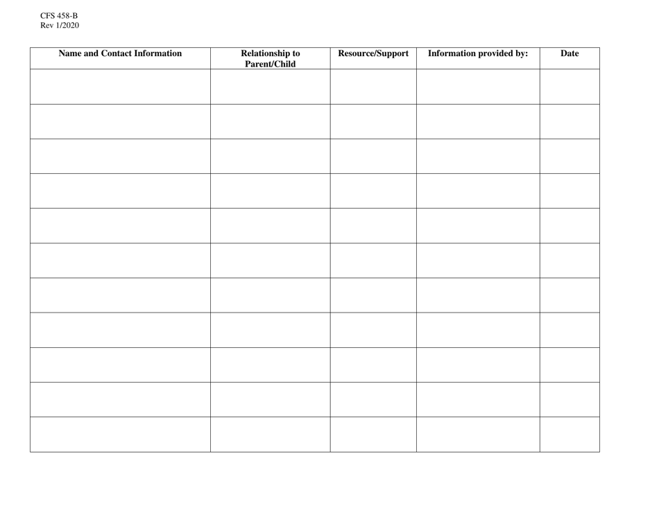 Form CFS458-B Relative Resources and Positive Supports Worksheet - Illinois, Page 4