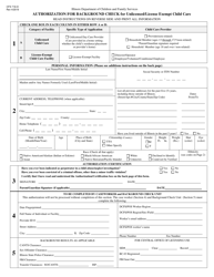 Form CFS718-D Authorization for Background Check for Unlicensed/License Exempt Child Care - Illinois