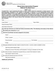Form HFS652 Illinois Early Intervention Program Referral Fax Back Form - Illinois