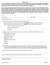 Form HFS652 &quot;Illinois Early Intervention Program Referral Fax Back Form&quot; - Illinois, Page 2
