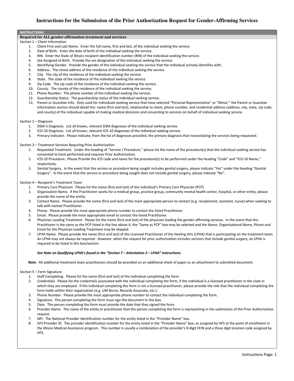 Prior Authorization for Gender-Affirming Services - Illinois, Page 4