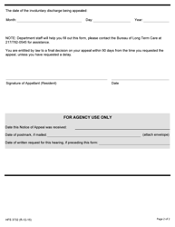 Form HFS3732 Involuntary Discharge Notice of Appeal and Request for Hearing - Illinois, Page 2