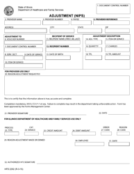 Form HFS2292 Adjustment (Nips) - Illinois