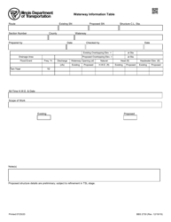 Document preview: Form BBS2730 Waterway Information Table - Illinois