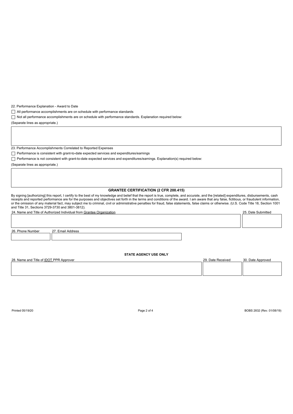 Form BoBS2832 Periodic Reporting - Illinois, Page 2