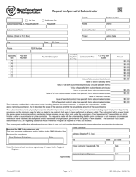 Form BC260A Request for Approval of Subcontractor - Illinois