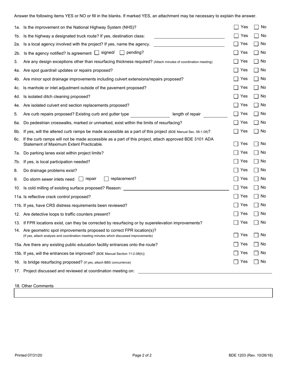Form BDE1203 Smart Project Report - Illinois, Page 2
