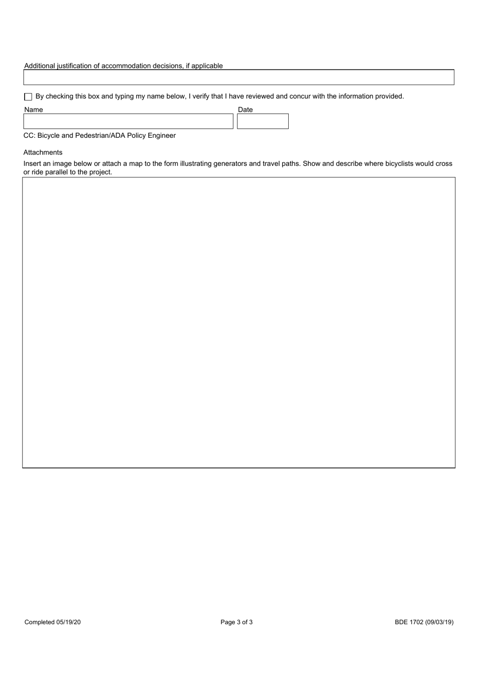 Form BDE1702 Bicycle Travel Assessment - Illinois, Page 3