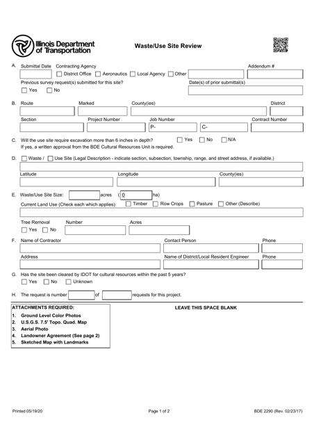 Form BDE2290  Printable Pdf