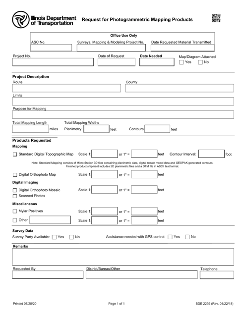 Form BDE2292  Printable Pdf