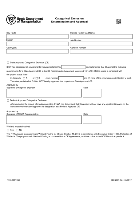 Form BDE2301  Printable Pdf