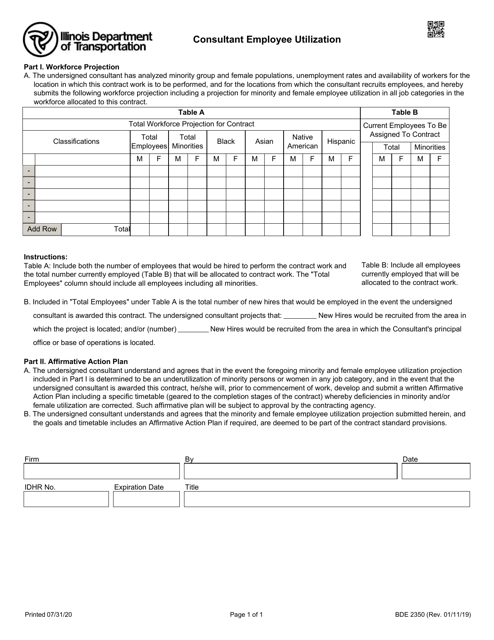 Form BDE2350  Printable Pdf