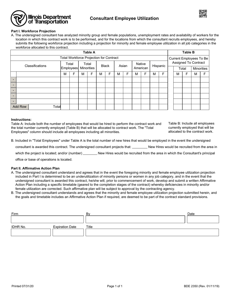 Form BDE2350 Consultant Employee Utilization - Illinois, Page 1