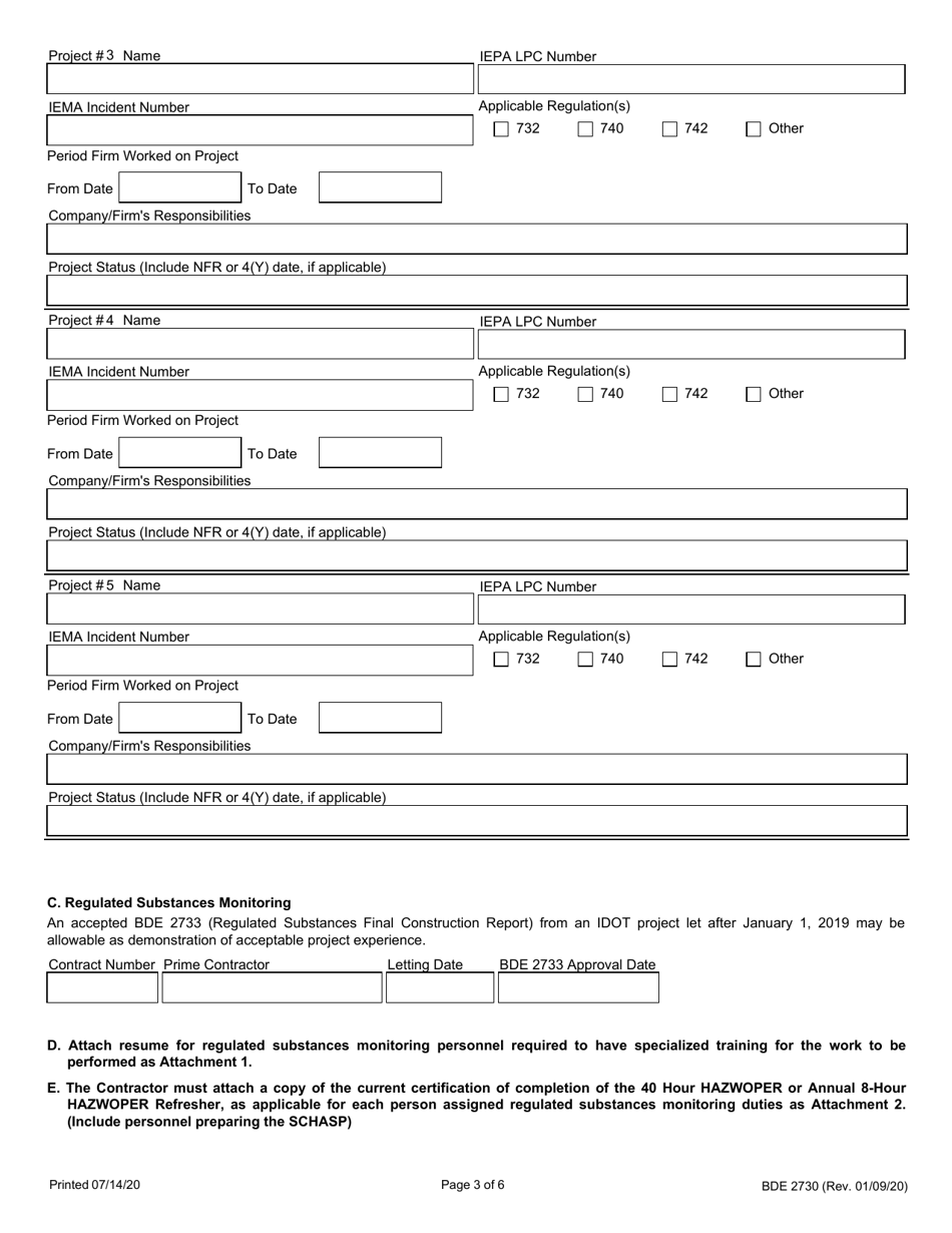 Form BDE2730 Regulated Substances Pre-construction Plan (Rspcp) - Illinois, Page 3