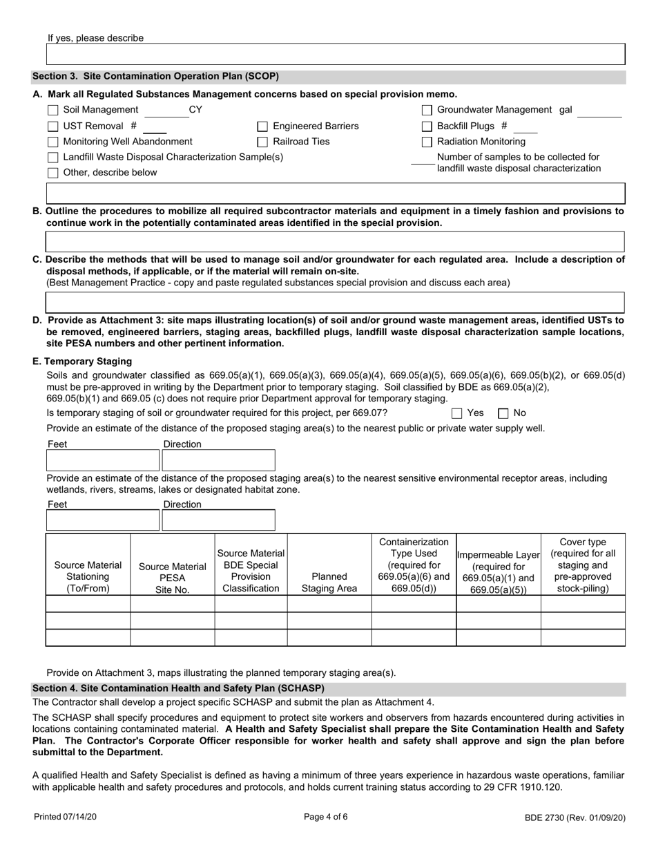 Form BDE2730 Regulated Substances Pre-construction Plan (Rspcp) - Illinois, Page 4