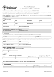 Form BDE2730A Regulated Substances Pre-construction Plan (Rspcp) Addendum - Illinois