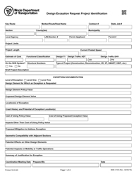 Form BDE3100 Design Exception Request Project Identification - Illinois