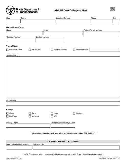 Form D1 PD0038  Printable Pdf