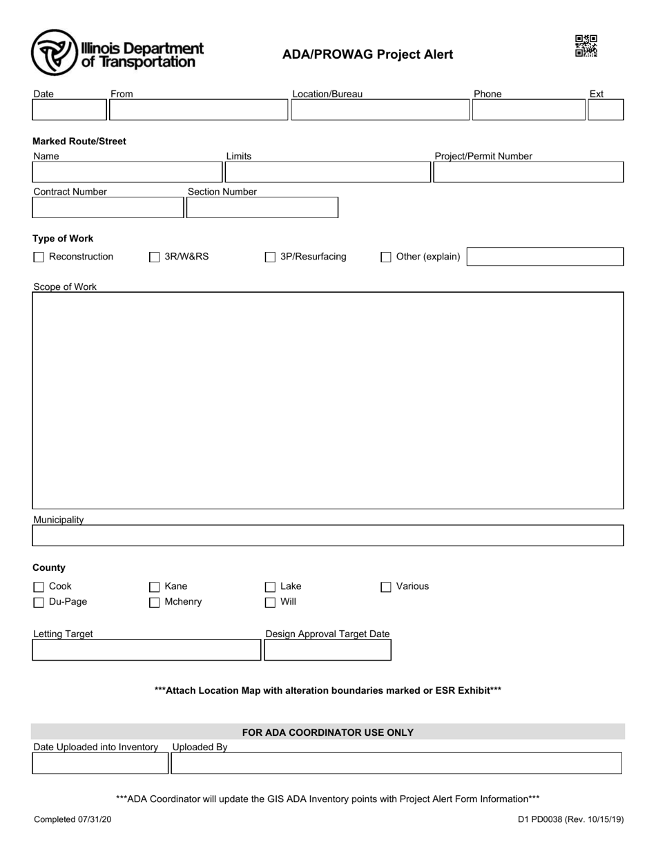 Form D1 PD0038 Ada / Prowag - Project Alert - Illinois, Page 1