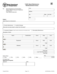 Document preview: Form D5 OP0105 Traffic Signal Maintenance Reimbursement Invoice - Illinois