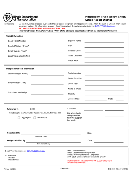 Form BIC2367  Printable Pdf