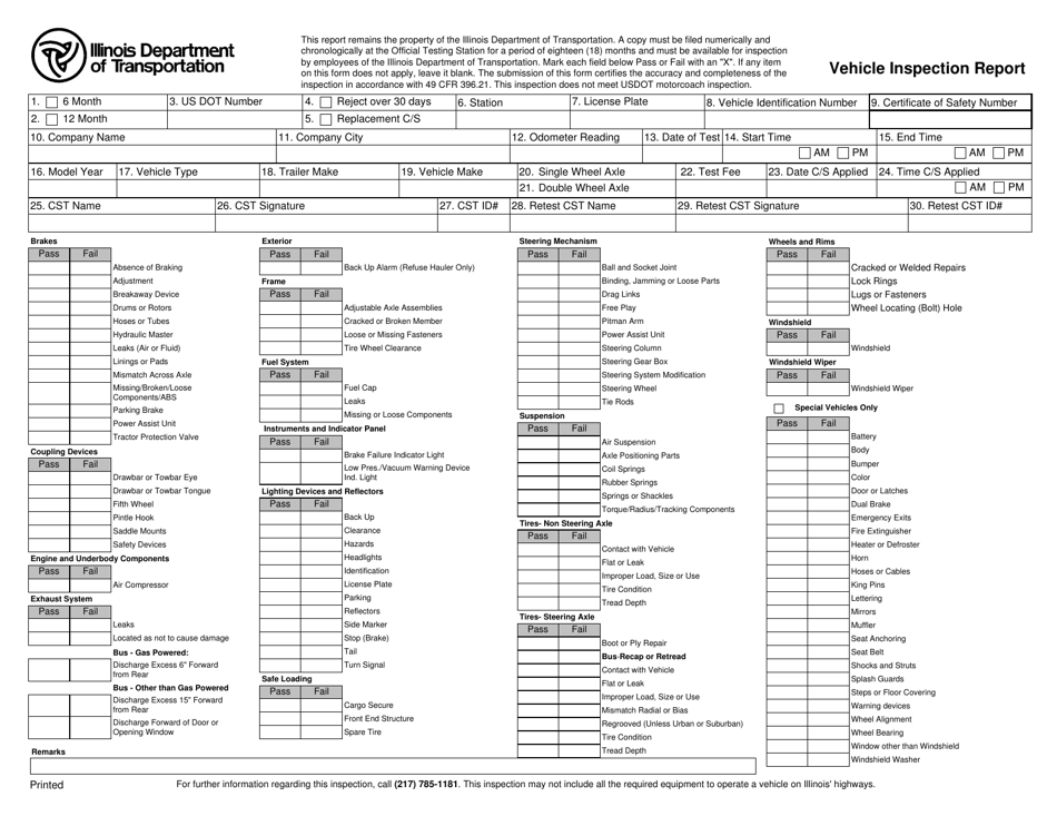 Form BIC3000 Vehicle Inspection Report - Illinois, Page 1