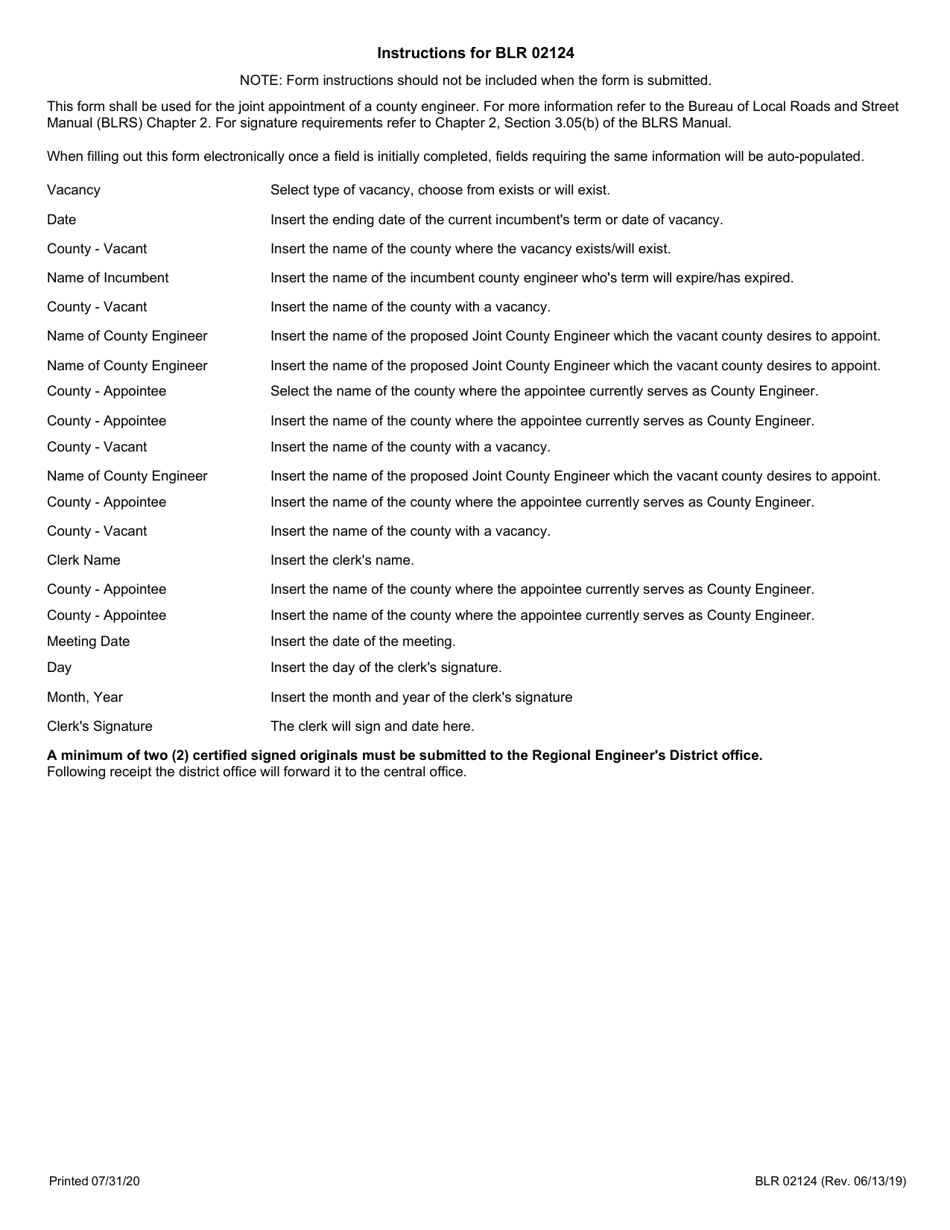Form BLR02124 Resolution Concurring in the Joint Appointment of a County Engineer - Illinois, Page 2