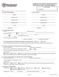 Form LA9002 Application for Outdoor Advertising Permit Business Area Sign - Interstate Highway - Illinois