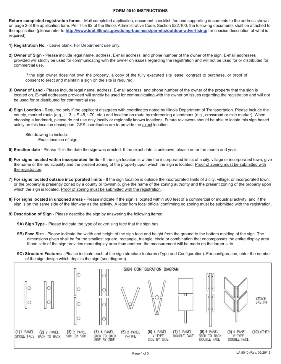 Form LA9010 Application for Outdoor Advertising Registration - Illinois, Page 4