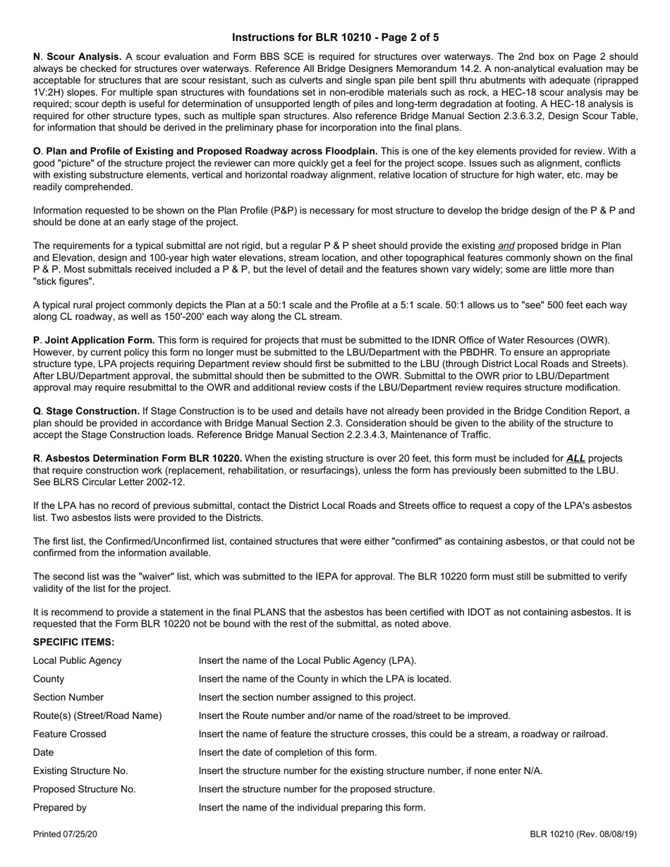 Form BLR10210 Preliminary Bridge Design and Hydraulic Report - Illinois, Page 5