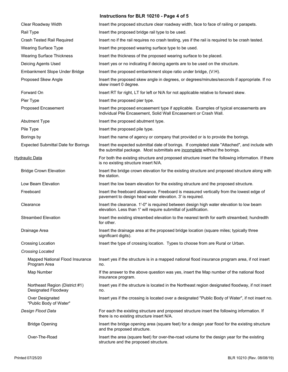Form BLR10210 Preliminary Bridge Design and Hydraulic Report - Illinois, Page 7