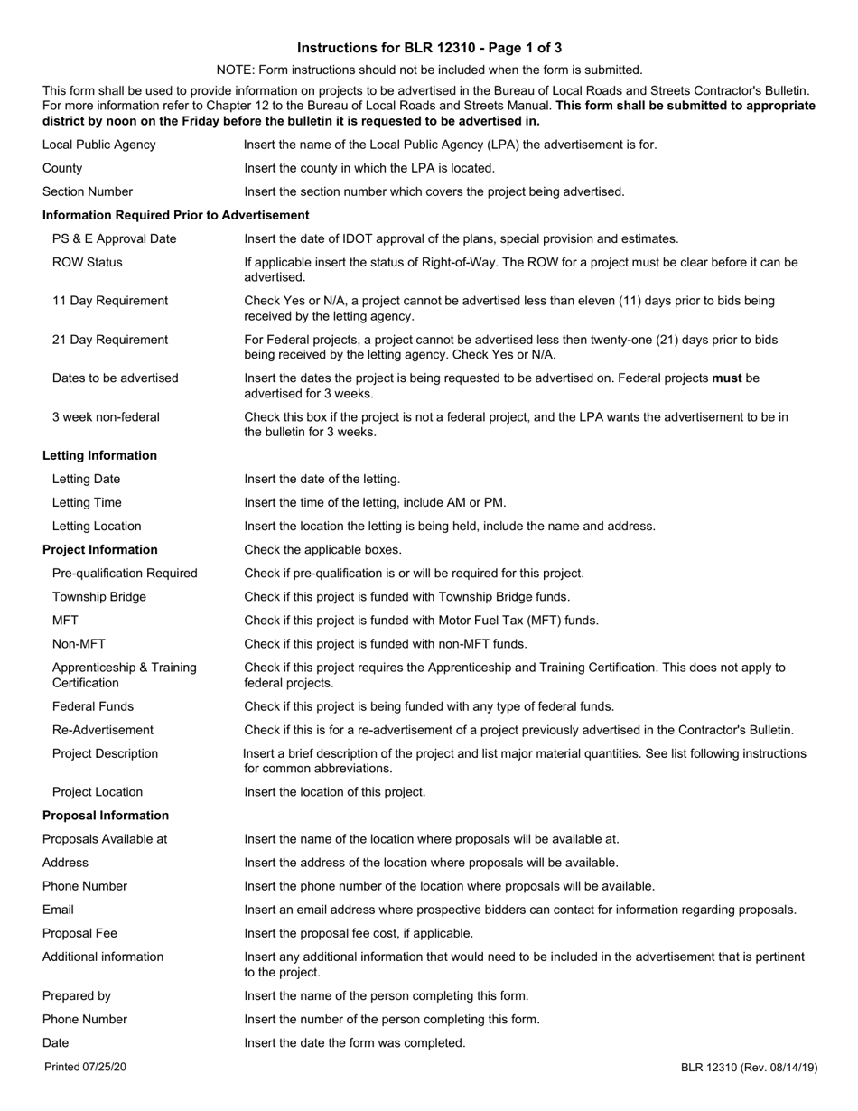 Form BLR12310 Contractors Bulletin Request for Advertisement - Illinois, Page 2