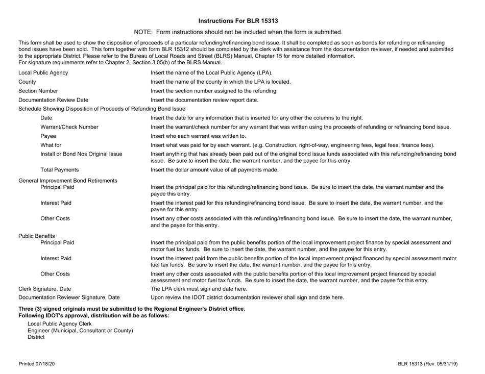 Form BLR15313 Refunding or Refinancing Bond Issues Schedule - Illinois, Page 2