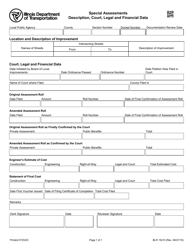 Document preview: Form BLR15410 Special Assessments - Description, Court, Legal and Financial Data - Illinois