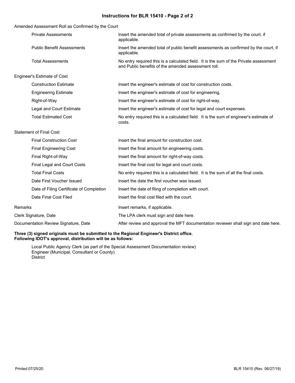 Form BLR15410 Special Assessments - Description, Court, Legal and Financial Data - Illinois, Page 3