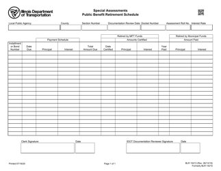 Document preview: Form BLR15413 Special Assessments - Public Benefit Retirement Schedule - Illinois